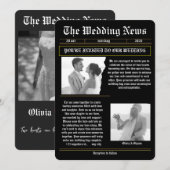 The Wedding News Vintage Newspaper Wedding 招待状 (正面/裏面)