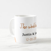 The wedding of add bride groom name date peach コーヒーマグカップ (正面左)