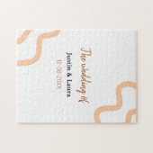 The wedding of add bride groom name date peach ジグソーパズル (横)