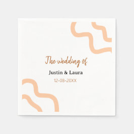 The wedding of add bride groom name date peach スタンダードカクテルナプキン