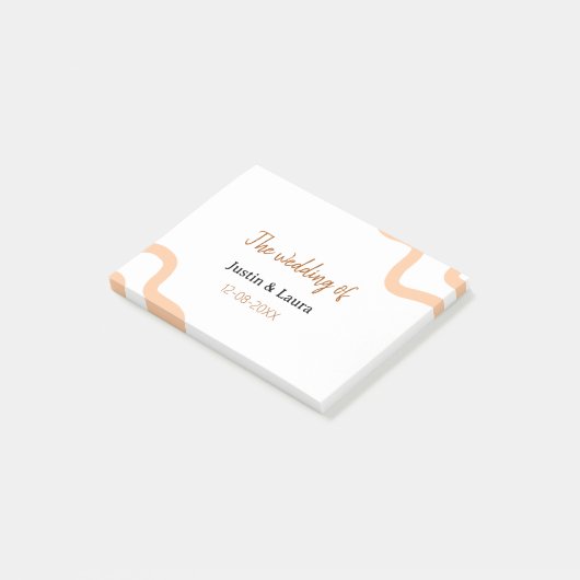 The wedding of add bride groom name date peach ポストイット (アングル)