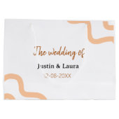 The wedding of add bride groom name date peach ラージペーパーバッグ (裏面)