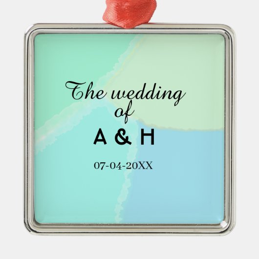 The wedding of add couple name initial letter date メタルオーナメント (正面)