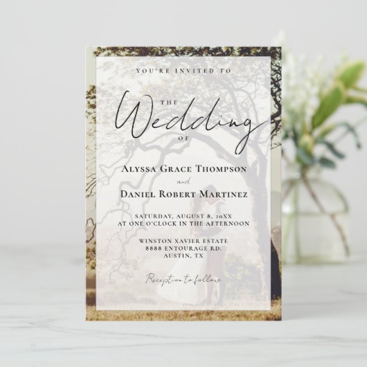 The Wedding of Overlay Photo Simple Black White 招待状 (スタンド正面)