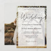 The Wedding of Overlay Photo Simple Black White 招待状 (正面/裏面)