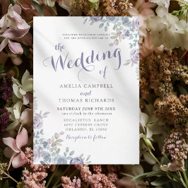 The Wedding Of Purple & Blue Floral Wedding Invita 招待状