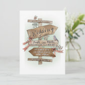 The Wedding Sign Says Hand Drawn Watercolor Rustic 招待状 (スタンド正面)