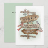 The Wedding Sign Says Hand Drawn Watercolor Rustic 招待状 (正面/裏面)