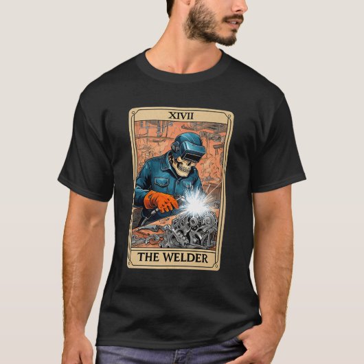 The Welder Welding Tarot Card Skeleton Funny Metal Tシャツ (正面)