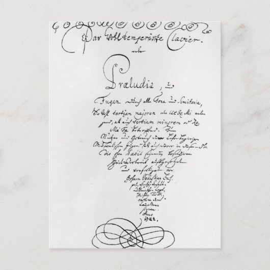 The Well Temperedの手書きタイトルページ ポストカード (正面)