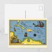 The West Indies Map Postcard ポストカード (正面/裏面)