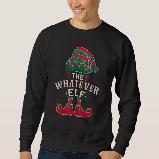 The Whatever Elf Cute Ugly Christmas Sweater Famil スウェットシャツ (正面)
