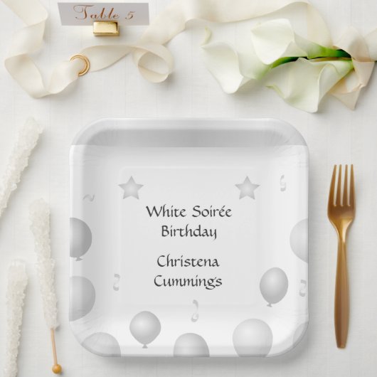 The White Soirée Birthday Celebration ペーパープレート (ウェディング)