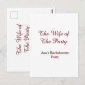 The wife of the party bachelorette party name date ポストカード (正面/裏面)