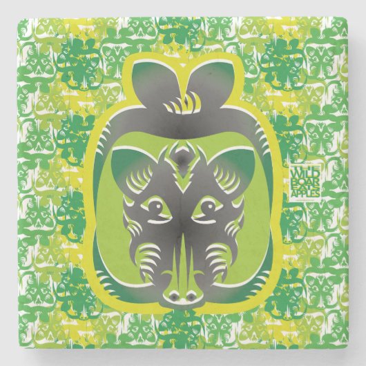 THE WILD BOAR EATS APPLES BY MASANSER ストーンコースター (正面)