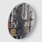 The Wild Horse Painting by Alfred Fox ラージ壁時計 (傾斜)