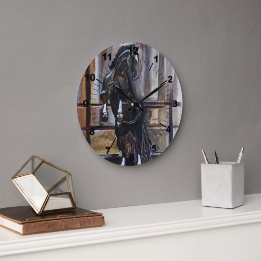 The Wild Horse Painting by Alfred Fox ラージ壁時計 (オフィス)