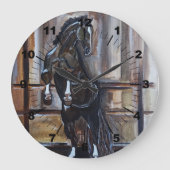 The Wild Horse Painting by Alfred Fox ラージ壁時計 (正面)