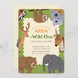 The Wild One：動物の誕生日パーティーへの招待 招待状