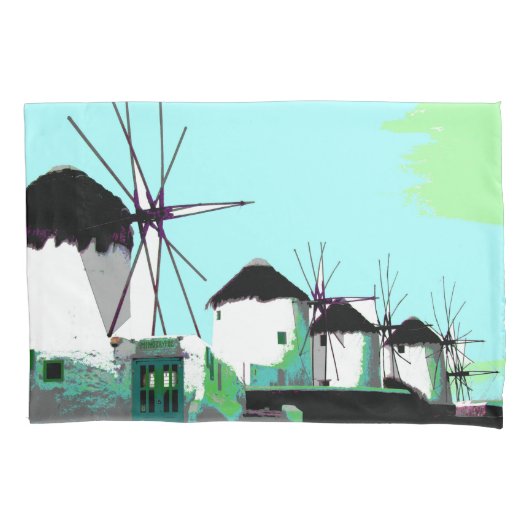 The Windmills, Mykonos, Cyclades, Greece 枕カバー (正面)