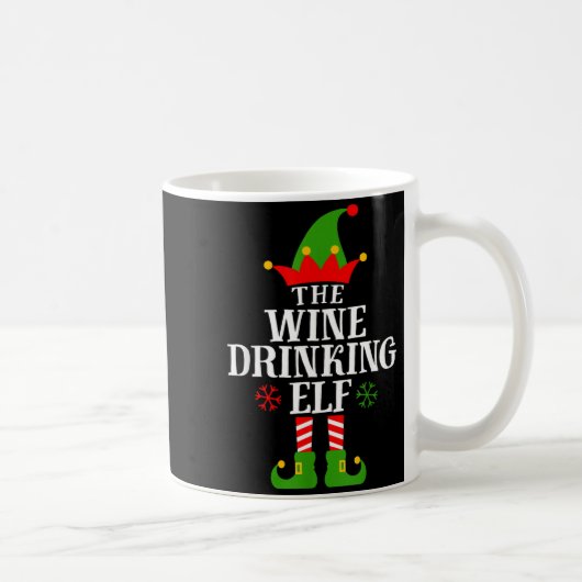 The Wine Drinking Elf Funny Matching Family Christ コーヒーマグカップ (右)