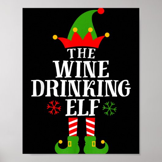The Wine Drinking Elf Funny Matching Family Christ ポスター (正面)