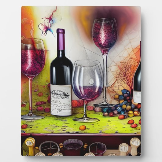 The Wine Tasting Colorful Digital Art Tabletop フォトプラーク (正面)