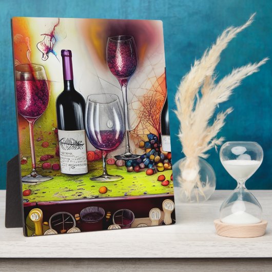The Wine Tasting Colorful Digital Art Tabletop フォトプラーク (側面)