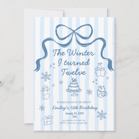 The Winter I turned 12 Birthday Invitation 招待状 (正面)
