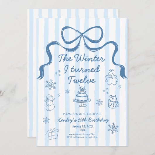 The Winter I turned 12 Birthday Invitation 招待状 (正面/裏面)
