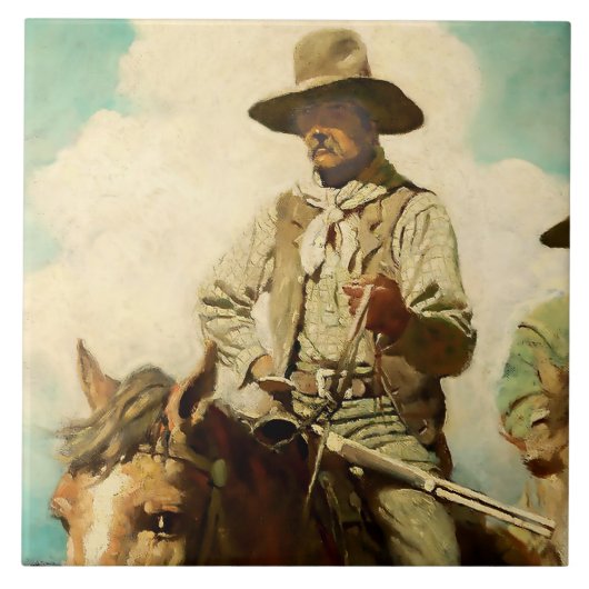 The Wiry Marshall Western Art by NC Wyeth タイル (正面)
