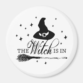 The Witch Is In | ハロウィンの魔女の帽子と箒 マグネット