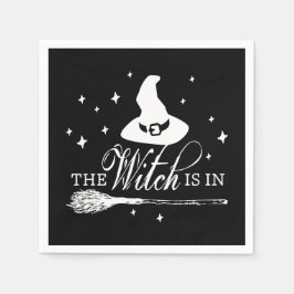 The Witch Is In | ハロウィン 魔女の帽子 ブラック スタンダードカクテルナプキン