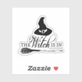 The Witch Is In | 魔女の帽子と箒のカットビニールステッカー シール (シート)