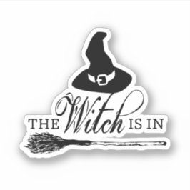 The Witch Is In | 魔女の帽子と箒のカットビニールステッカー シール