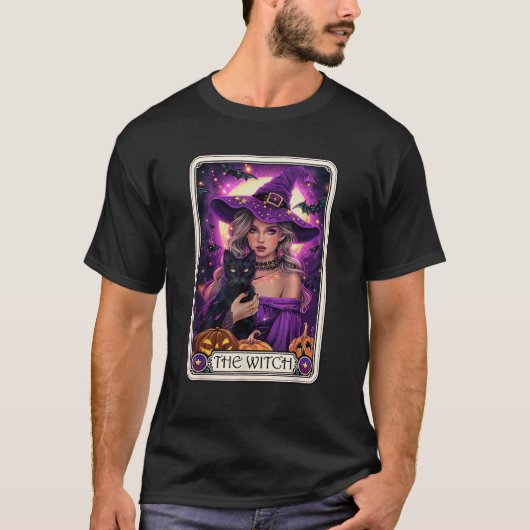 The Witch Tarot Card Halloween Gothic Witchy Vibes Tシャツ (正面)