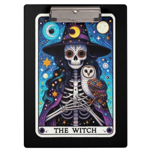 The Witch Tarot | Skeleton Witch with Owl クリップボード (正面)
