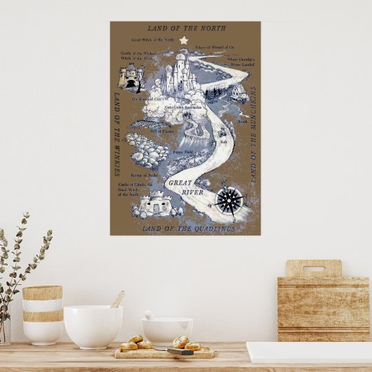 The Wizard of Oz Map Rare ポスター (キッチン)