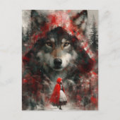 The Wolf Watches Over Little Red ポストカード (正面)