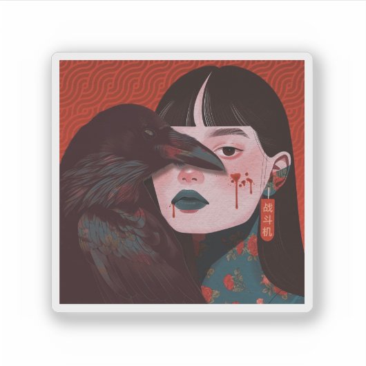 The woman and the crow シール (正面)