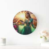 The Woman in the Green Dress on a Large Wall Clock ラージ壁時計 (ホーム)