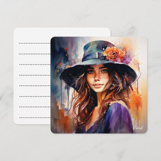 The Woman in the Hat: Portrait of Vibrant Grace (正面/裏面)