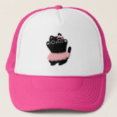 The women's hat is a black cat dancing  キャップ (正面)