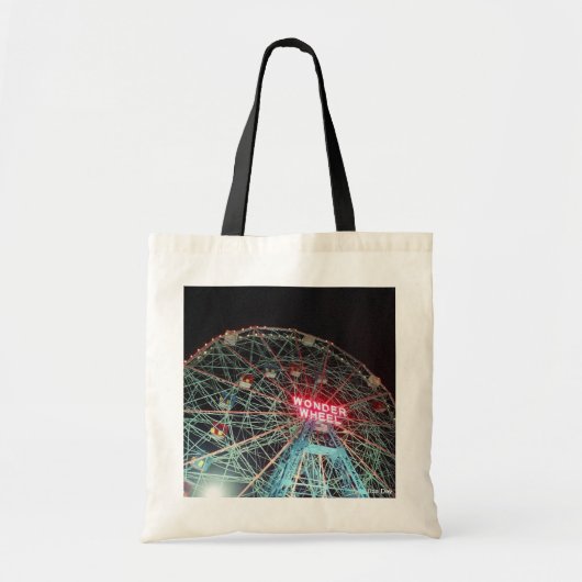 'The Wonder Wheel at Night' Budget Canvas Tote トートバッグ (正面)