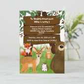 The Woodland Birthday Party Forest Animals Kids 招待状 (スタンド正面)