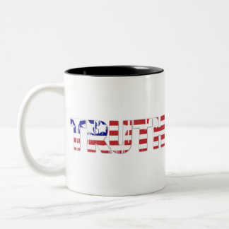 The word " Truth" with American flag ツートーンマグカップ