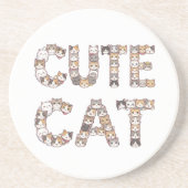 The words "CUTE CAT" are made using cat faces コースター (正面)
