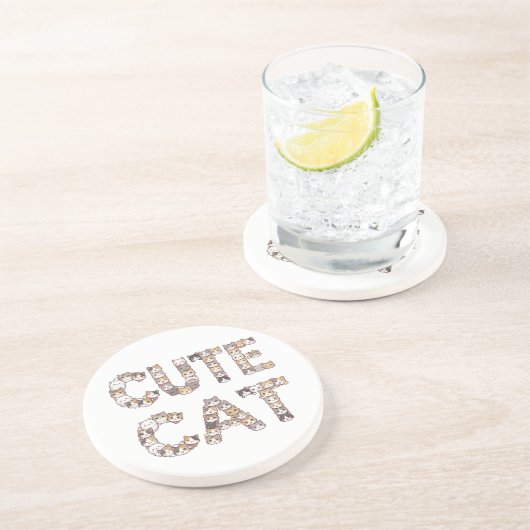 The words "CUTE CAT" are made using cat faces コースター (側面)