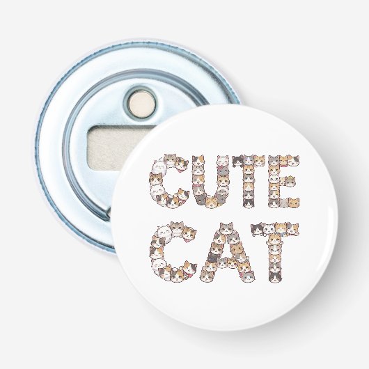 The words "CUTE CAT" are made using cat faces 栓抜き (正面)