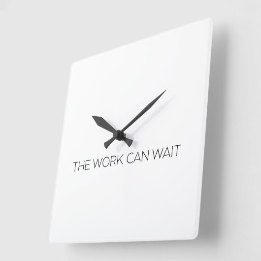 The Work Can Wait Minimalist Modern Wall Clock スクエア壁時計 (傾斜)